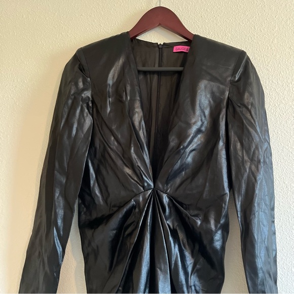 GAUGE81 Zarate black satin long sleeves cocktail evening mini dress Size Small - Picture 4 of 9